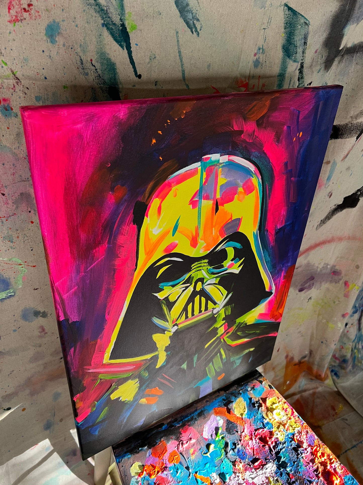 "Neon Vader #3" canvas painting by Venamis Eli Hyder