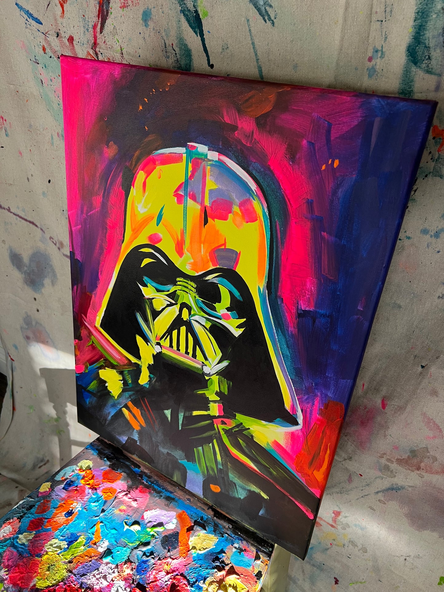 "Neon Vader #3" canvas painting by Venamis Eli Hyder