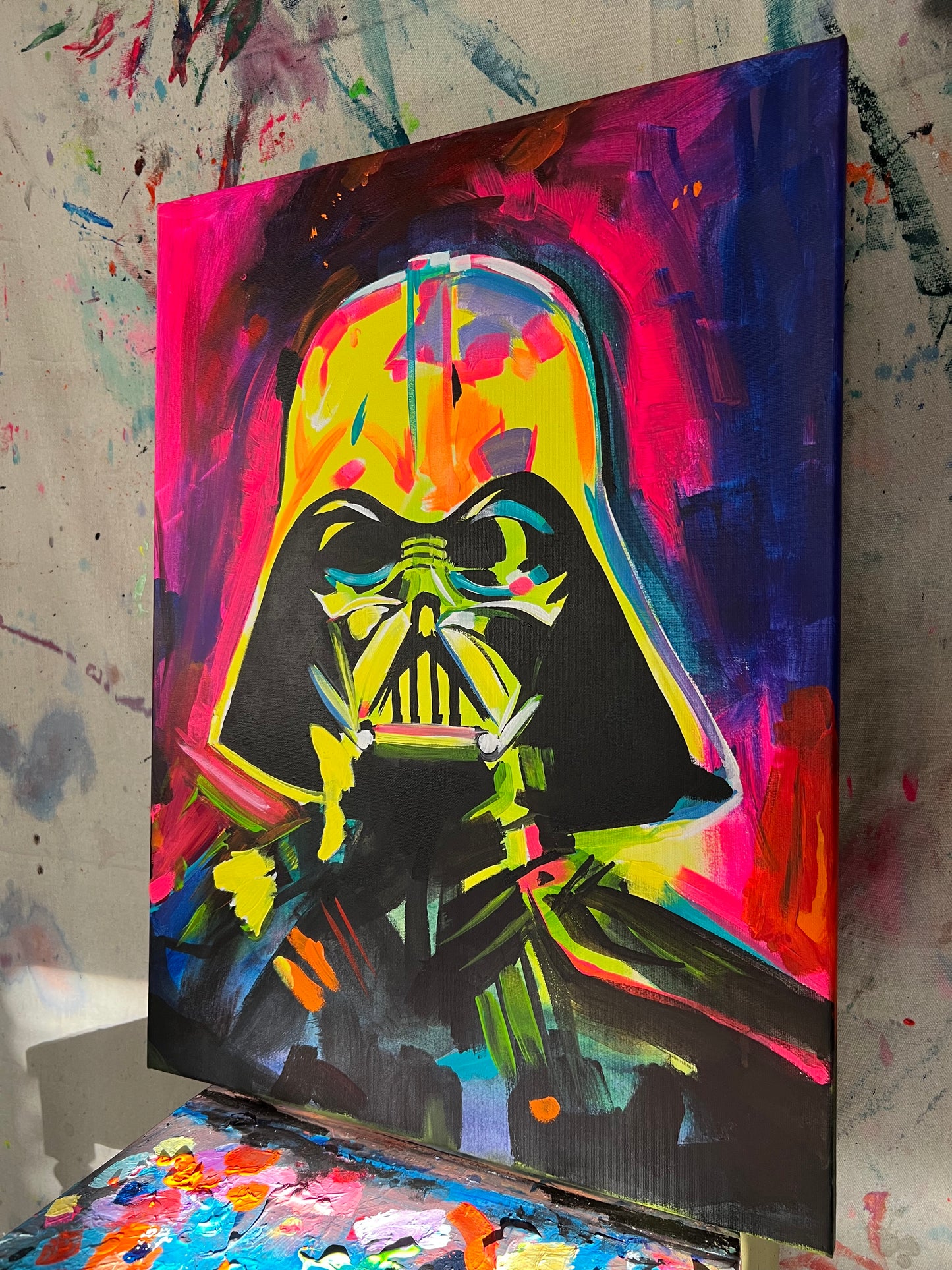 "Neon Vader #3" canvas painting by Venamis Eli Hyder