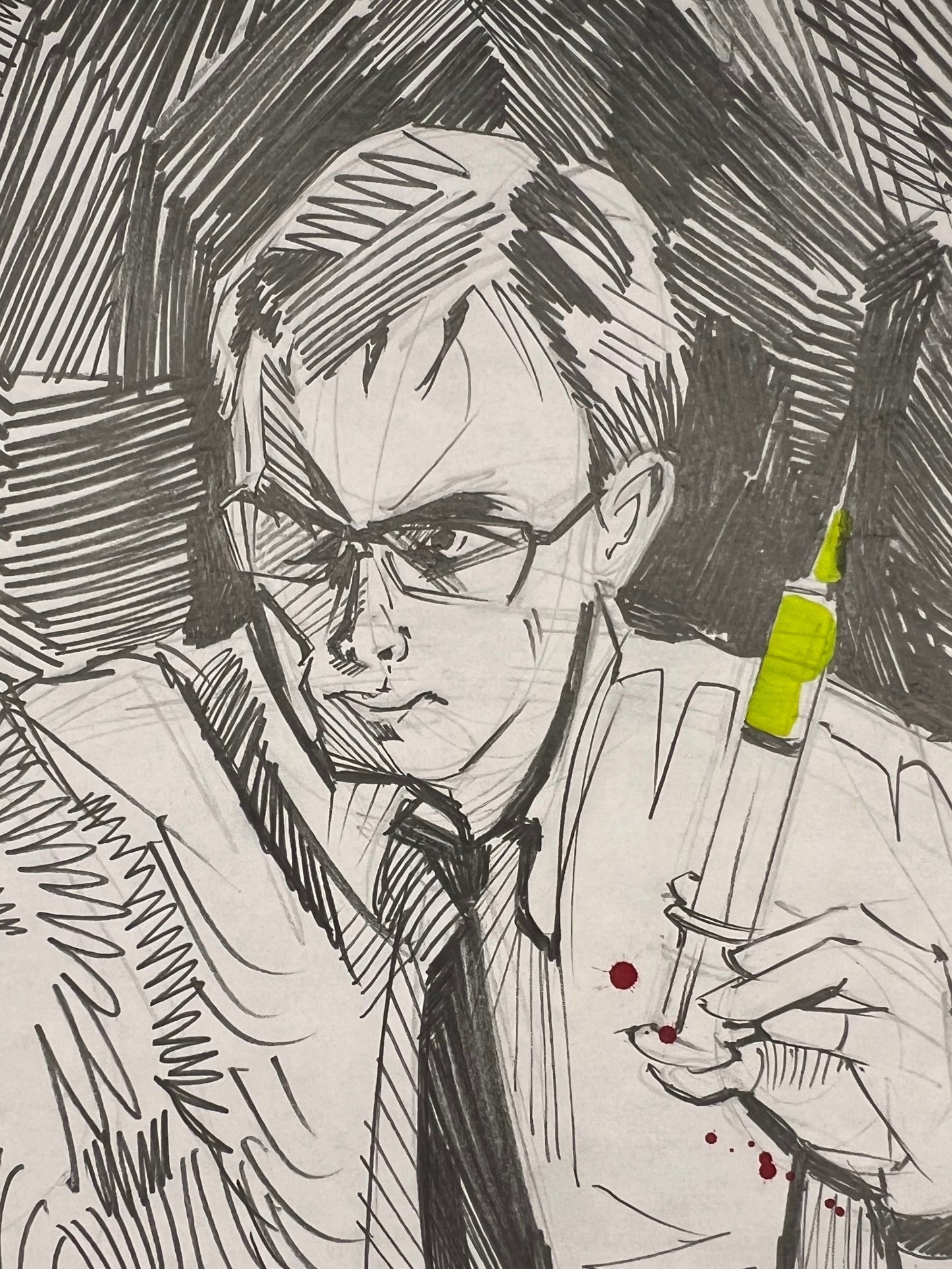 'Re-Animator's Herbert West' pencil sketch by Venamis Eli Hyder