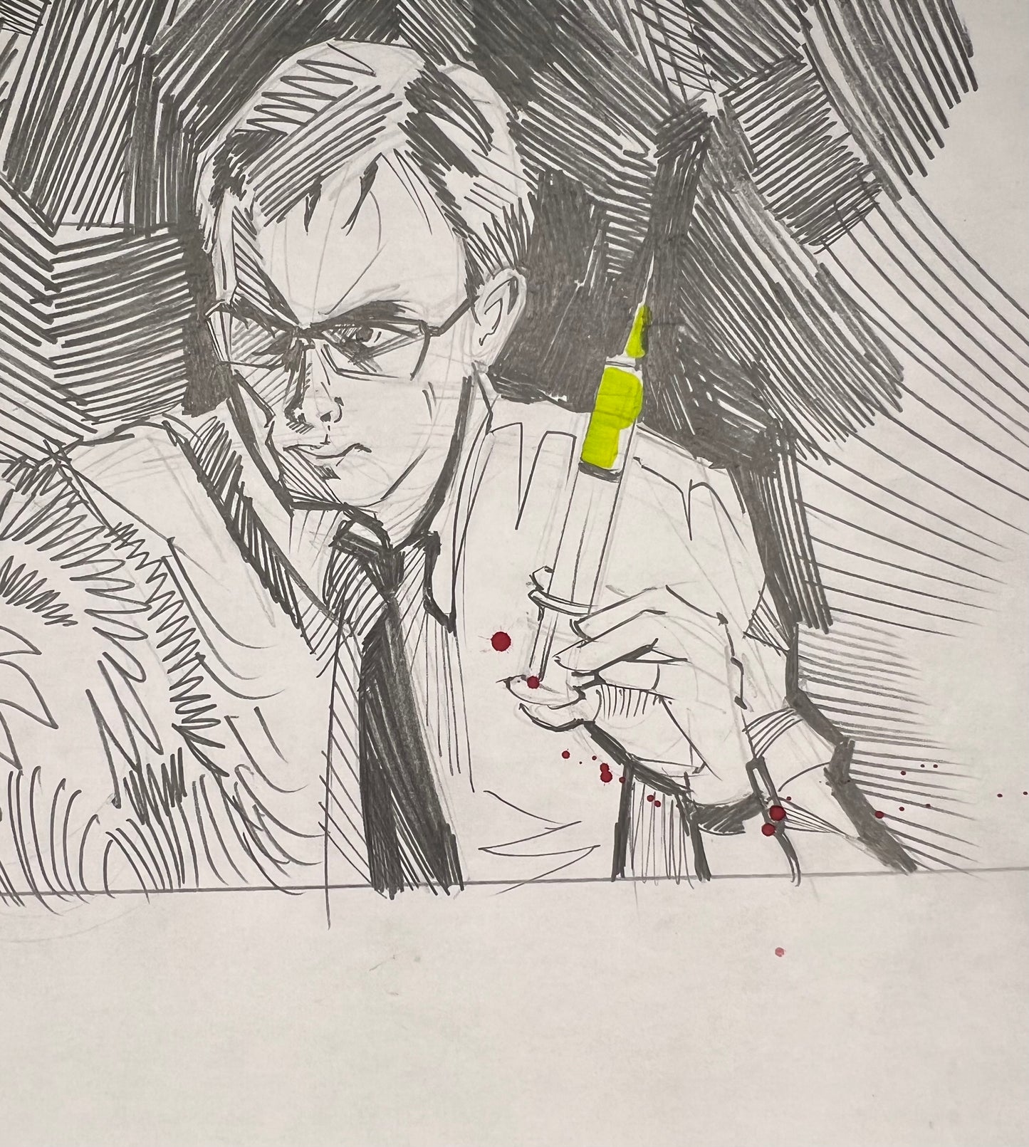 'Re-Animator's Herbert West' pencil sketch by Venamis Eli Hyder