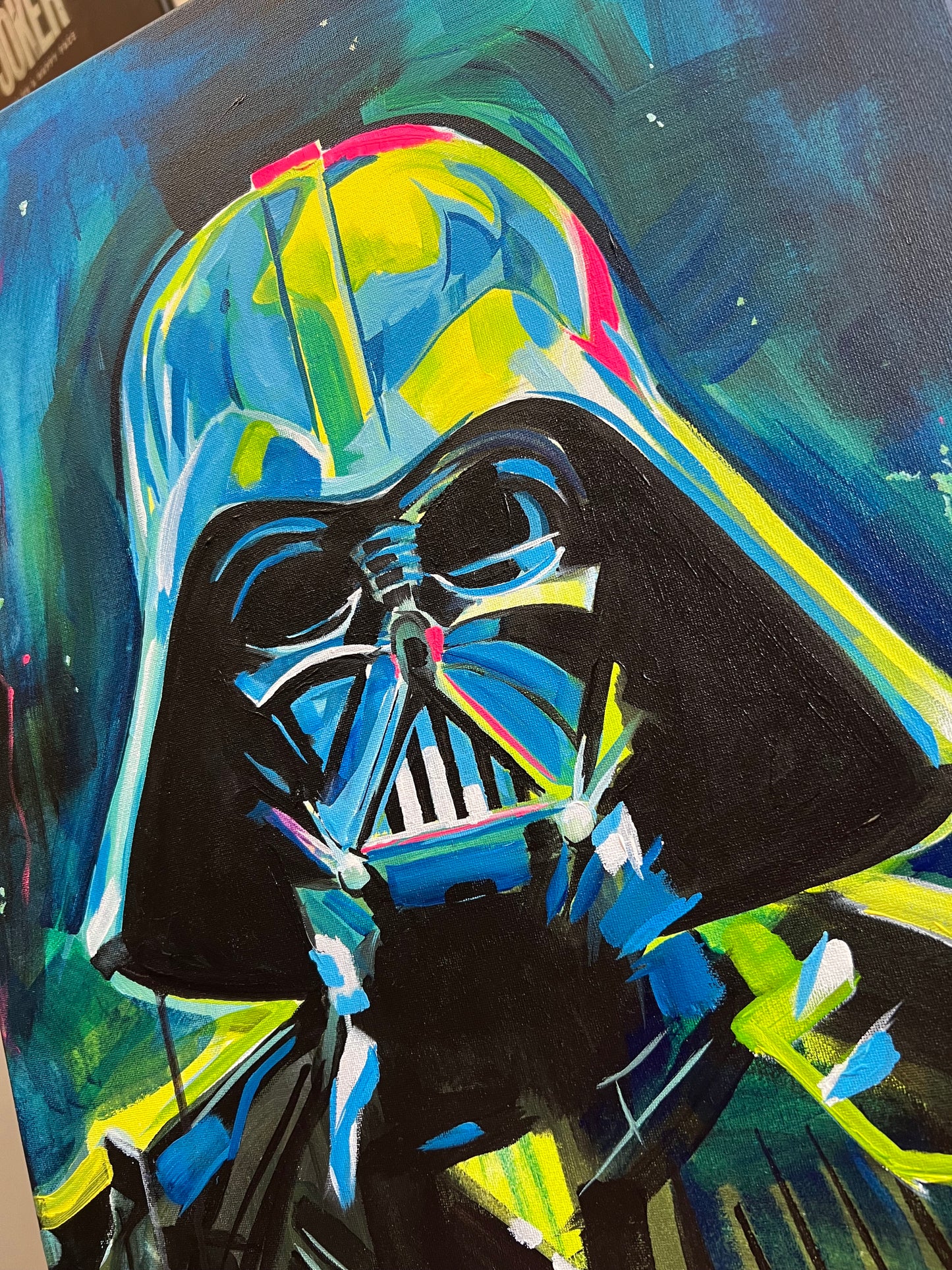 "Neon Vader #2" canvas painting by Venamis Eli Hyder
