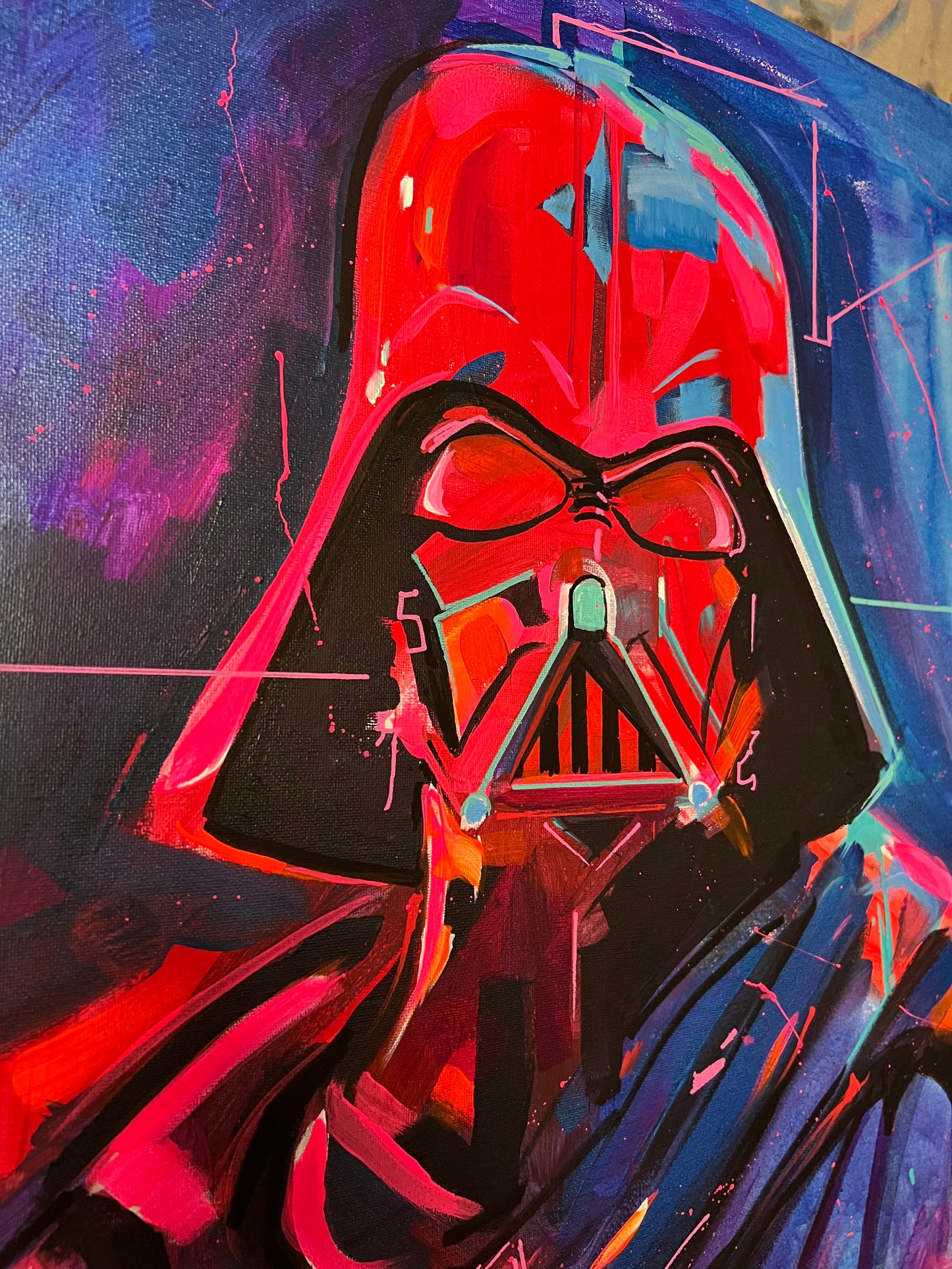 "Neon Vader #4" canvas painting by Venamis Eli Hyder