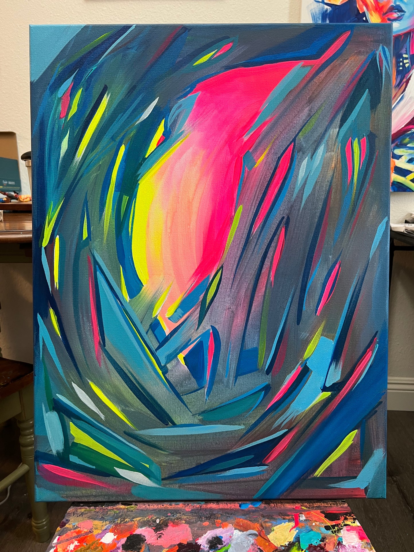 'Crystal Cave' handmade original canvas painting by Venamis Eli Hyder