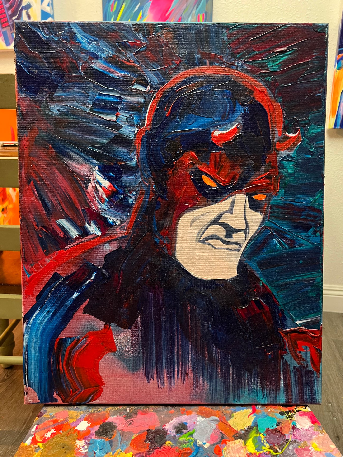 'Daredevil' handmade original canvas painting by Venamis Eli Hyder
