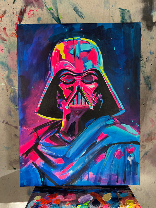 "Neon Vader #1" canvas painting by Venamis Eli Hyder