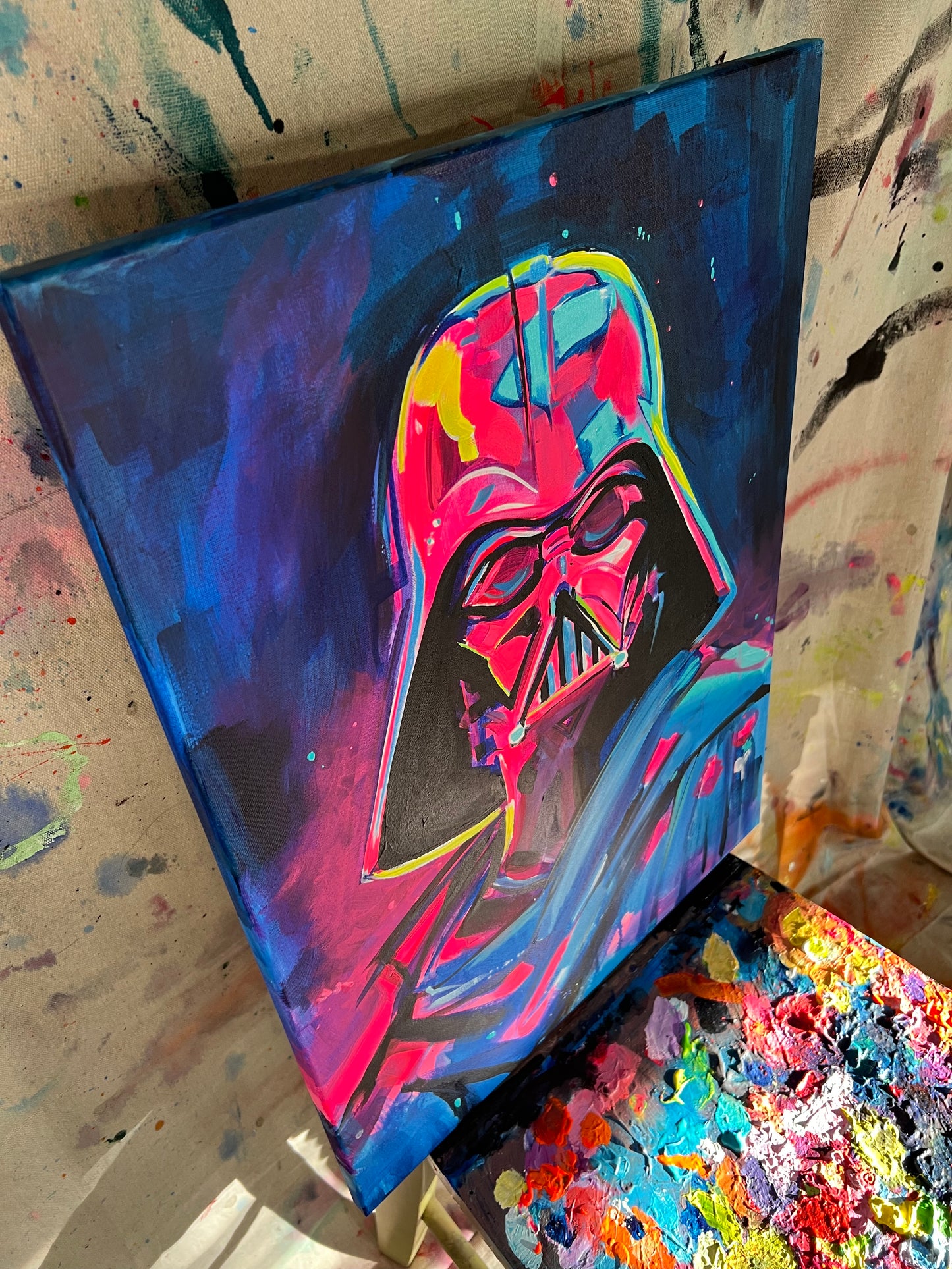 "Neon Vader #1" canvas painting by Venamis Eli Hyder