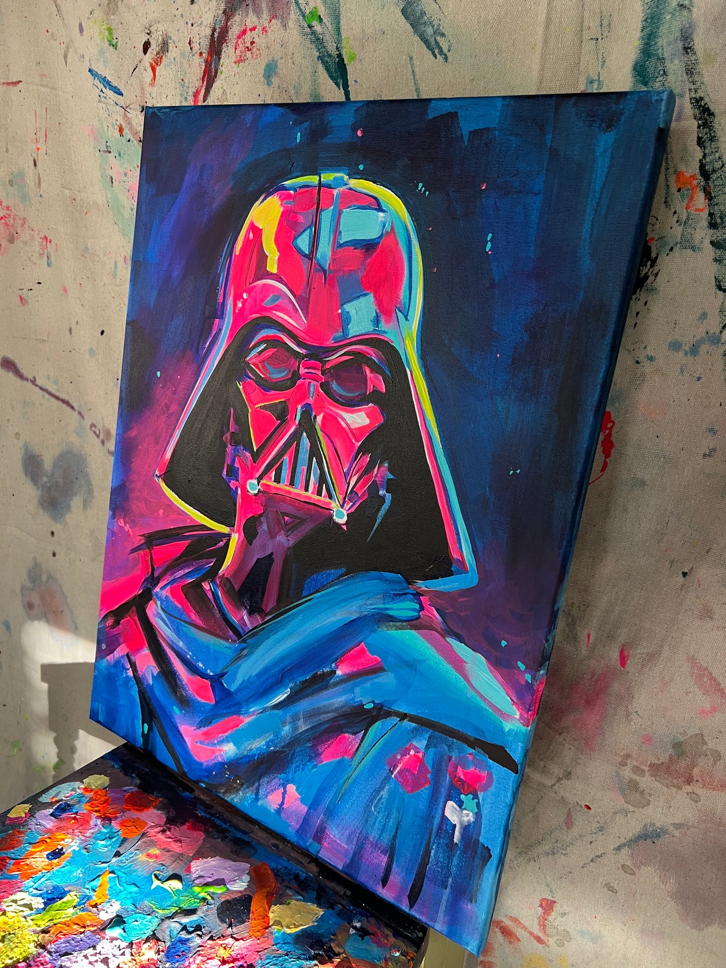 "Neon Vader #1" canvas painting by Venamis Eli Hyder