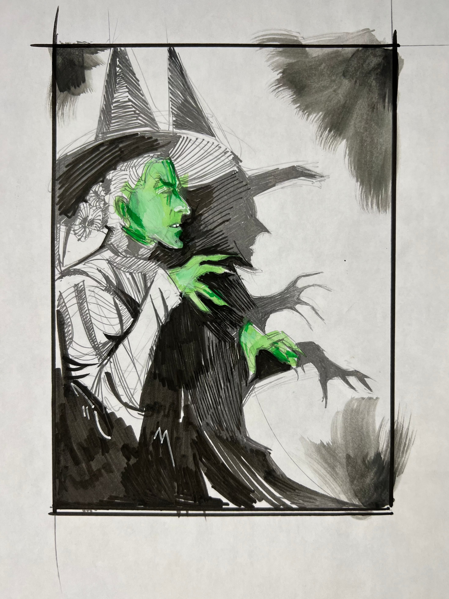 'Wicked Witch of the West' hand drawn sketch by Venamis Eli Hyder