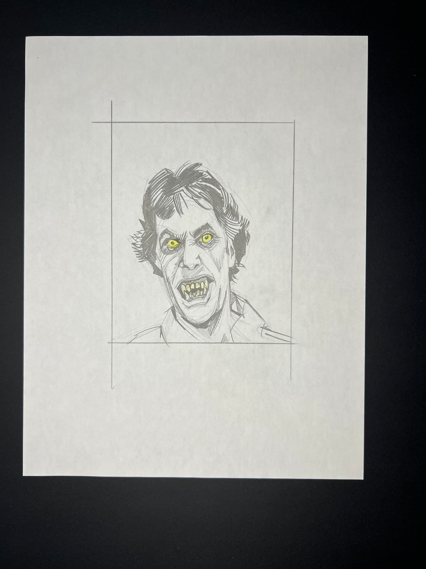 'American Werewolf' hand drawn sketch by Venamis Eli Hyder