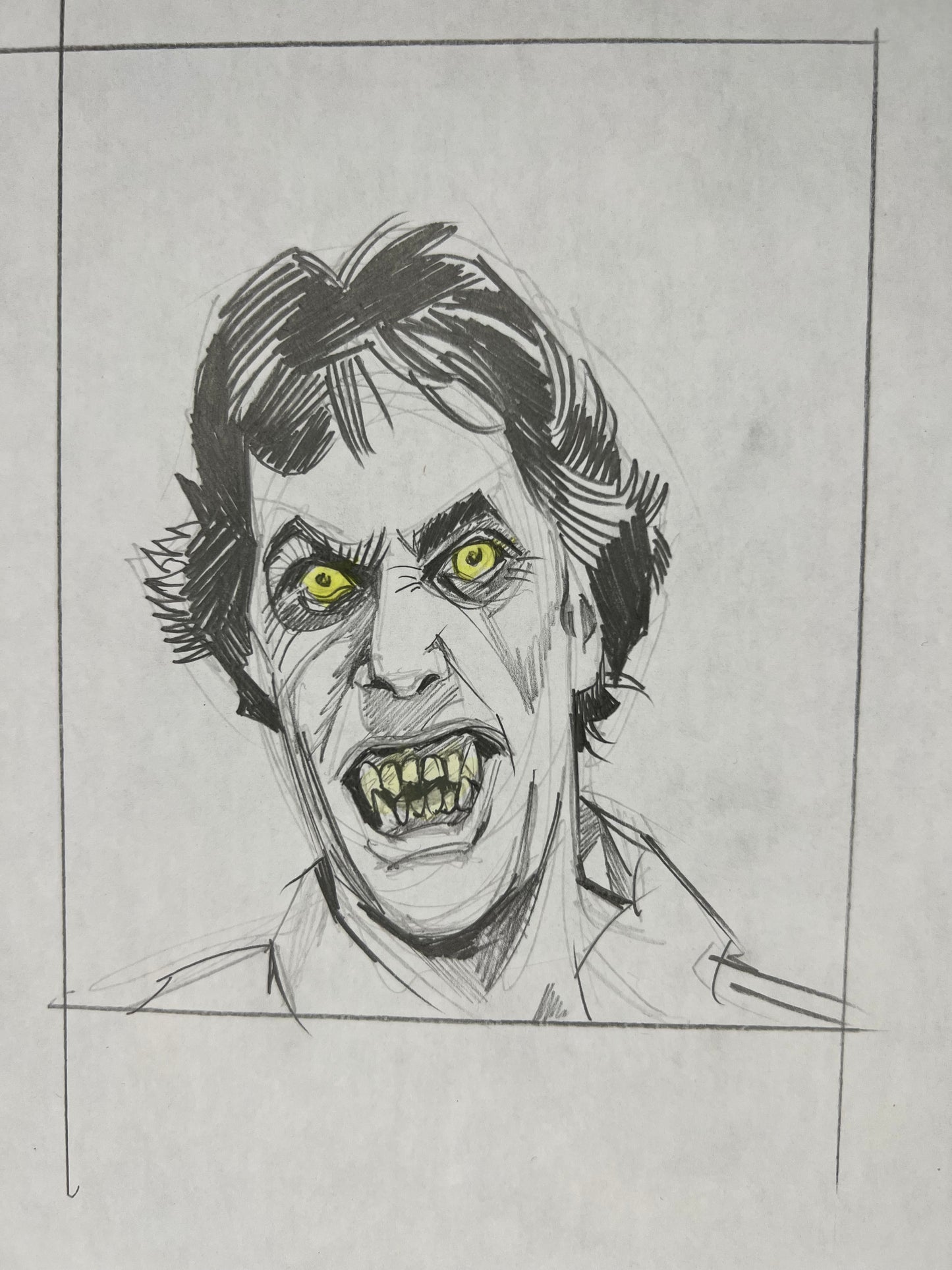 'American Werewolf' hand drawn sketch by Venamis Eli Hyder