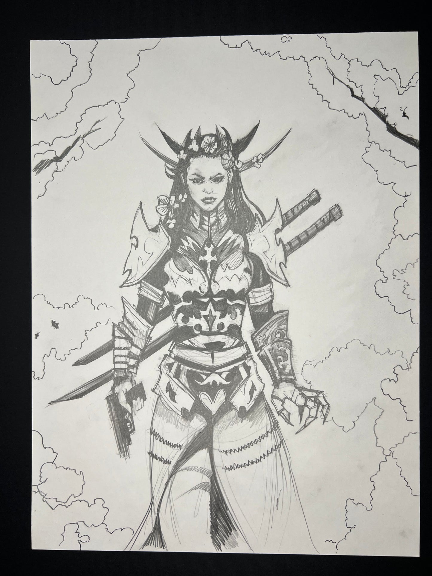 'Warrior Queen' pencil illustration by Venamis Eli Hyder