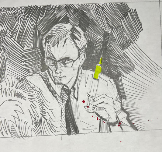 'Re-Animator's Herbert West' pencil sketch by Veamis Eli Hyder