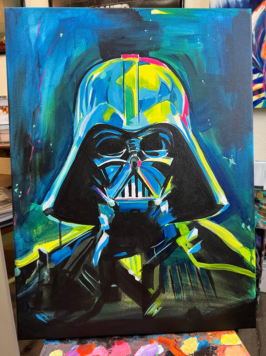 "Neon Vader #2" canvas painting by Venamis Eli Hyder