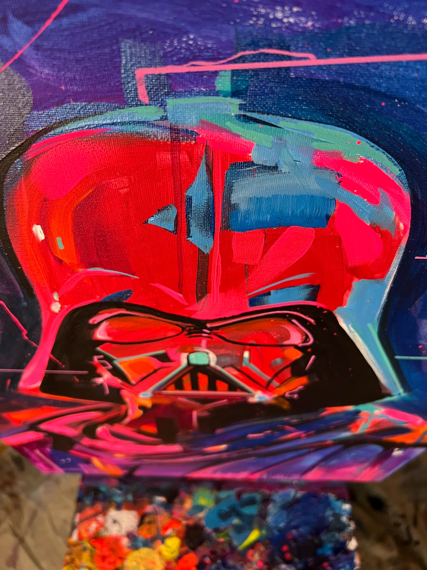 "Neon Vader #4" canvas painting by Venamis Eli Hyder