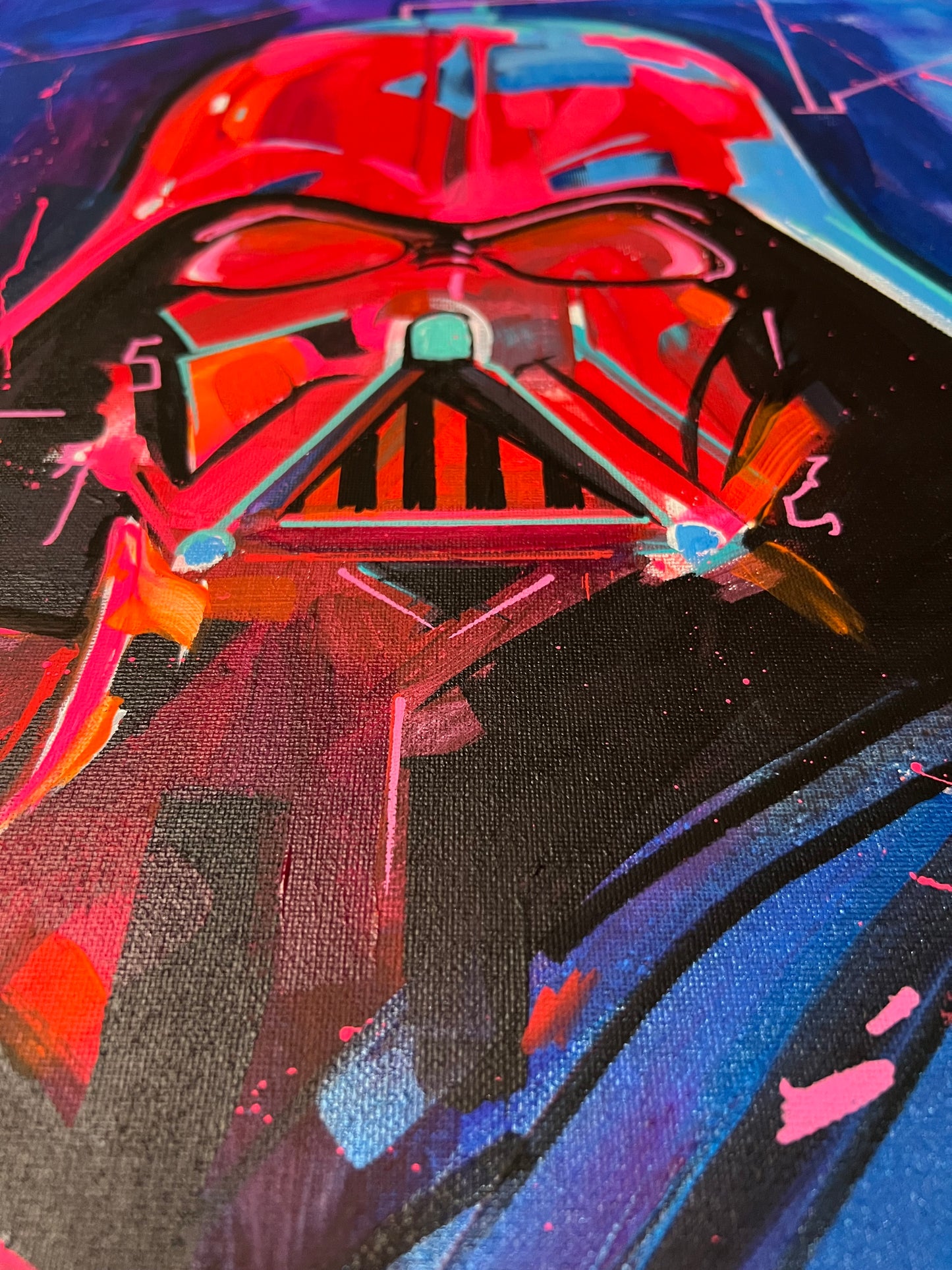 "Neon Vader #4" canvas painting by Venamis Eli Hyder