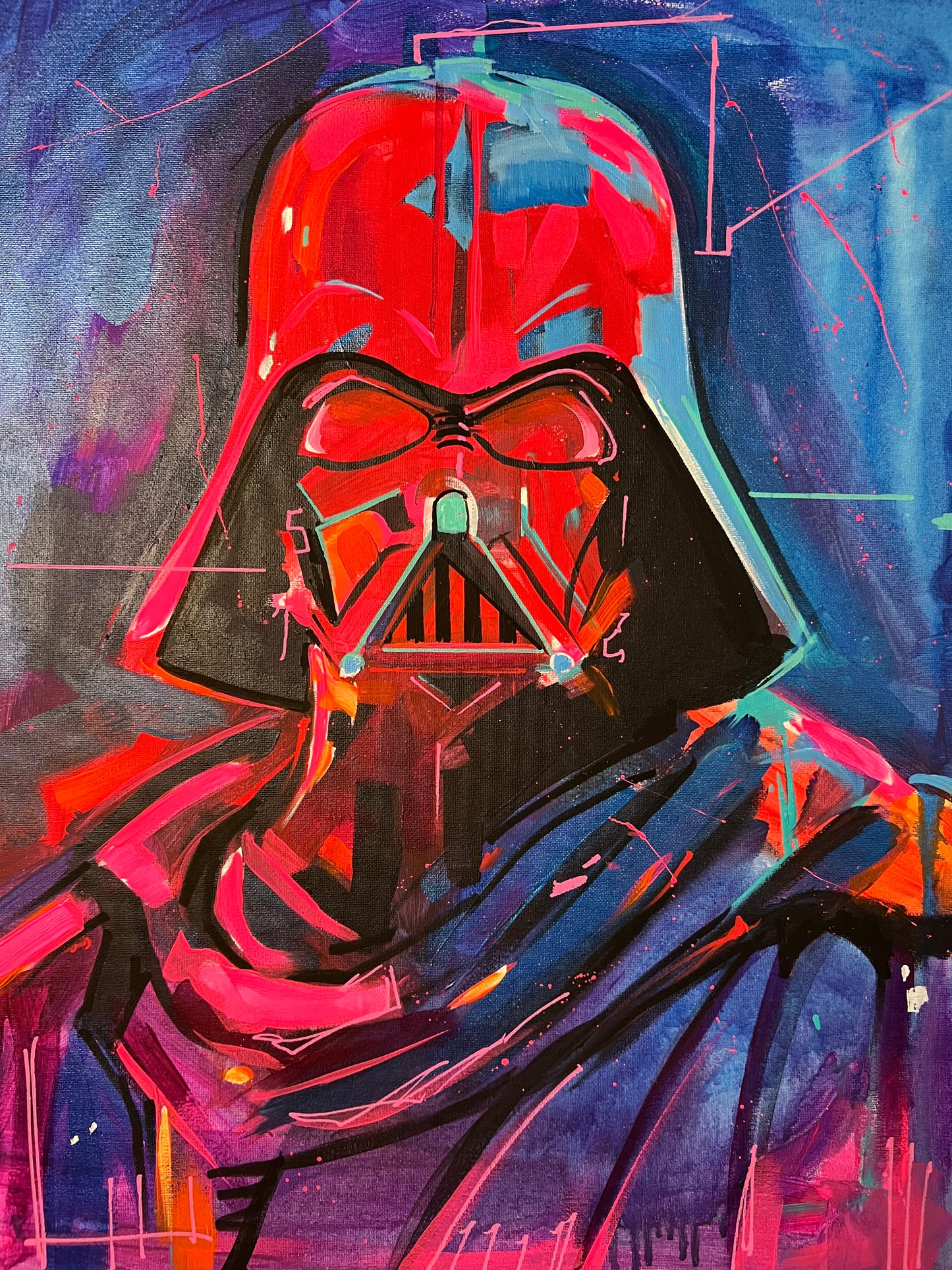 "Neon Vader #4" canvas painting by Venamis Eli Hyder