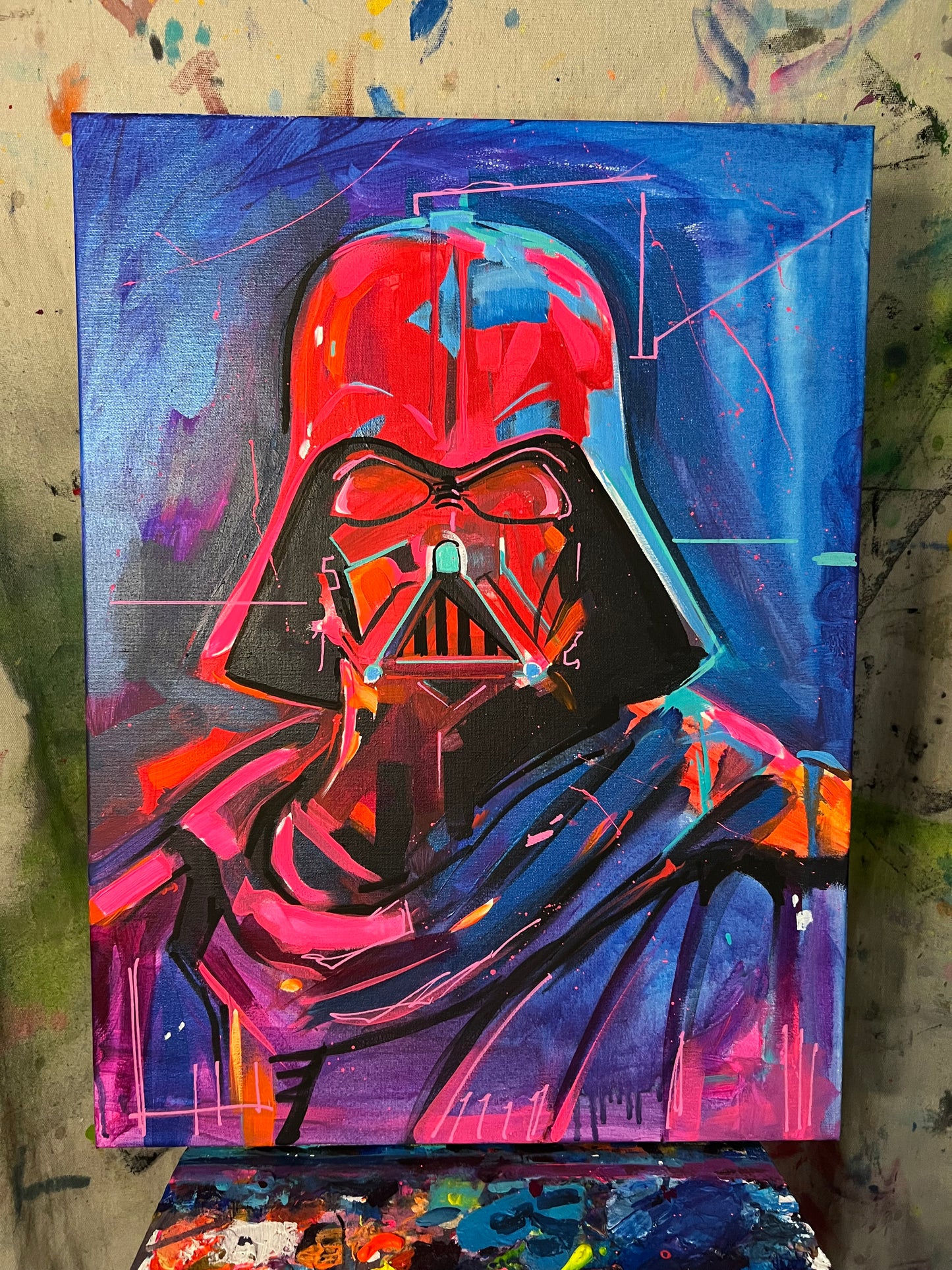 "Neon Vader #4" canvas painting by Venamis Eli Hyder