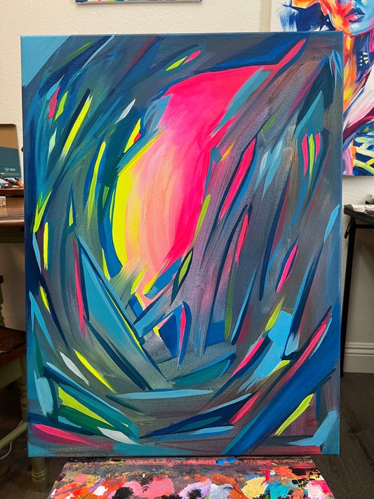 'Crystal Cave' handmade original canvas painting by Venamis Eli Hyder