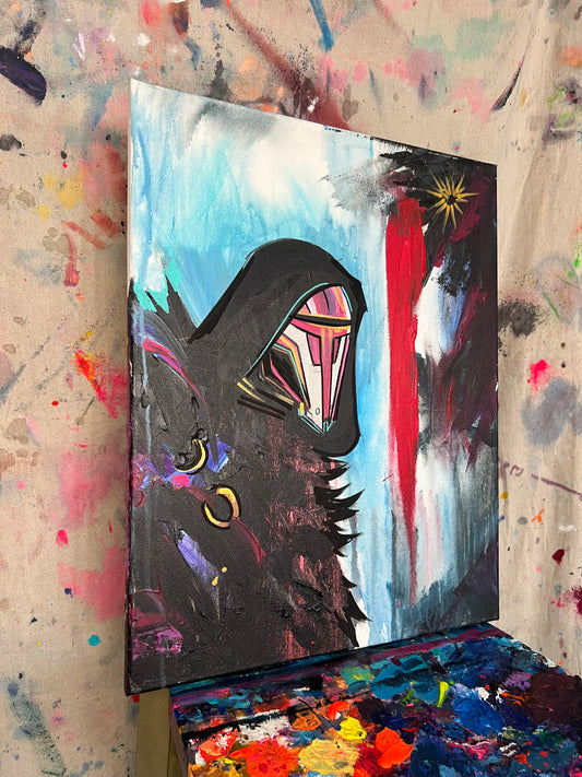 'Revan Red' original handmade canvas painting by Venamis Eli Hyder