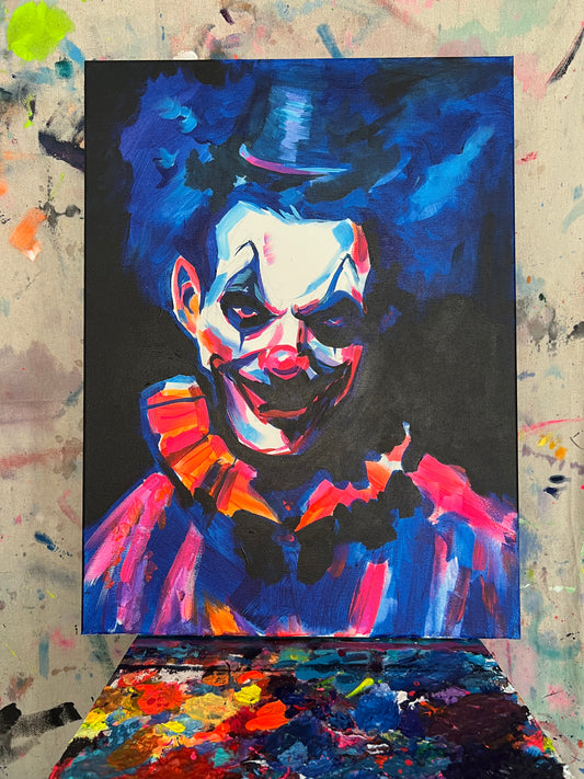 "Killer Clown #1" canvas painting by Venamis Eli Hyder