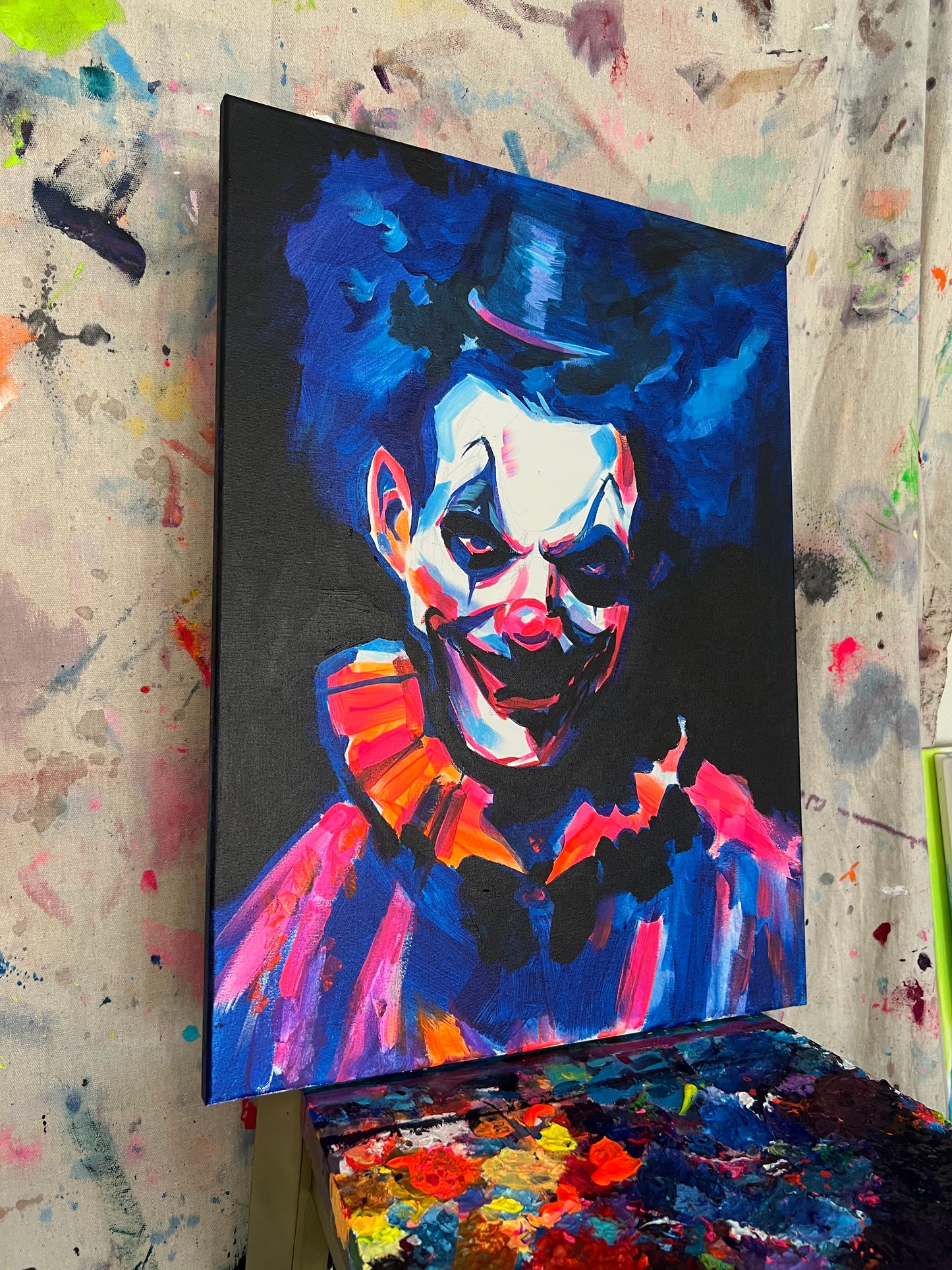 "Killer Clown #1" canvas painting by Venamis Eli Hyder