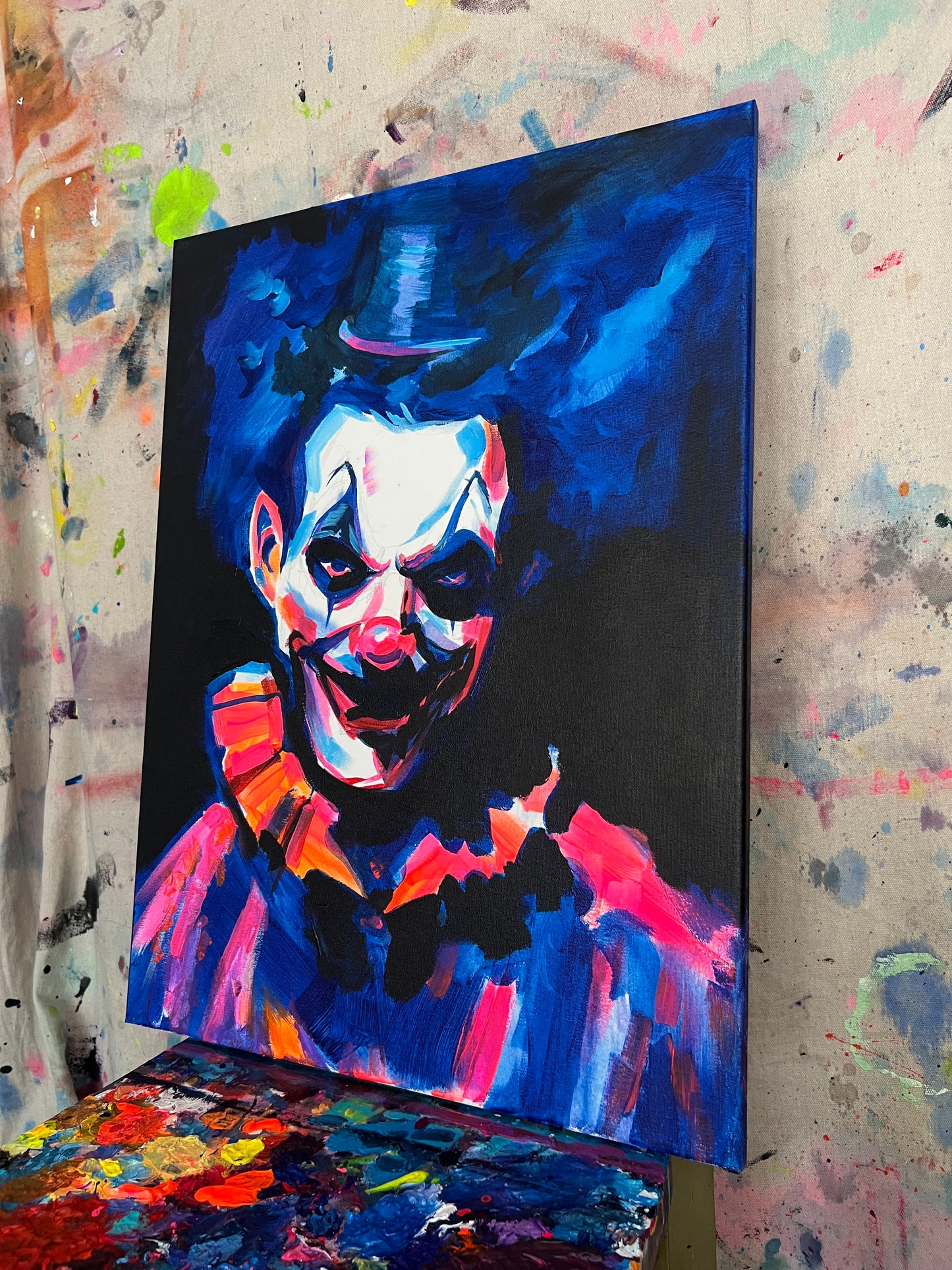 "Killer Clown #1" canvas painting by Venamis Eli Hyder