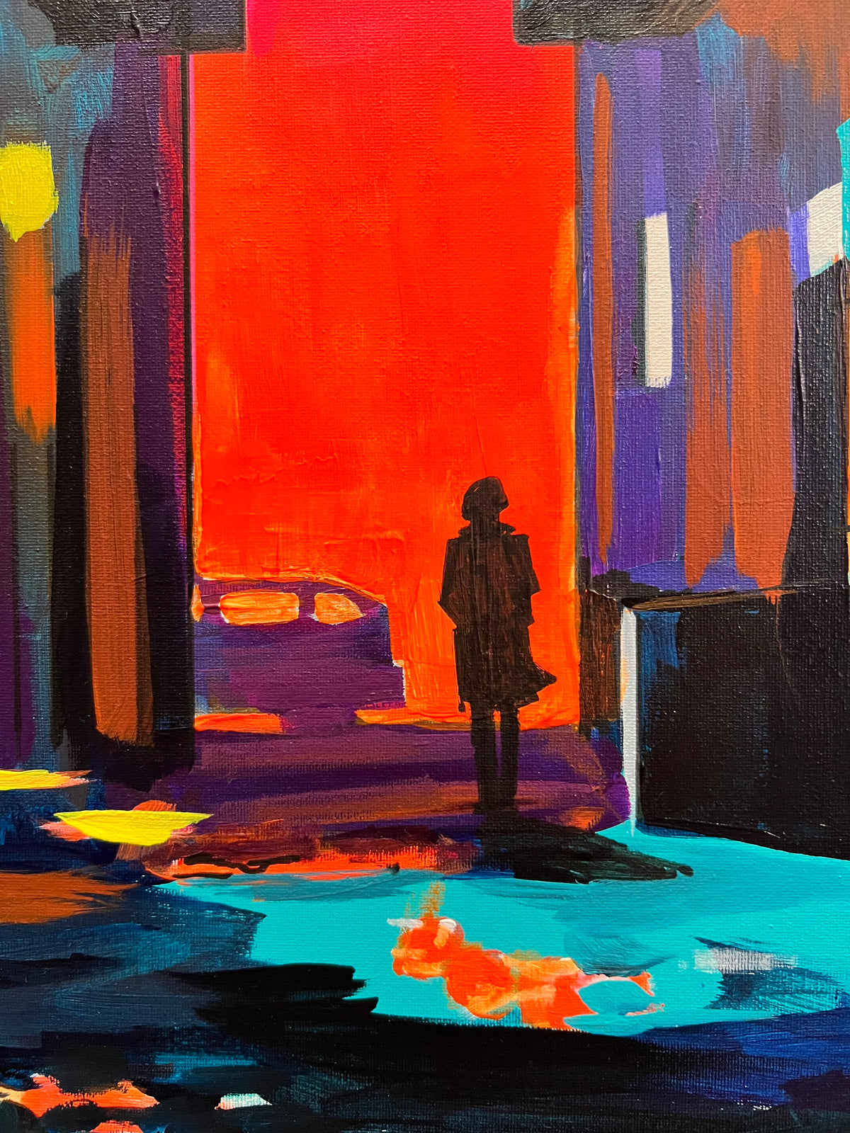 Neon Alley 1 original painting detail