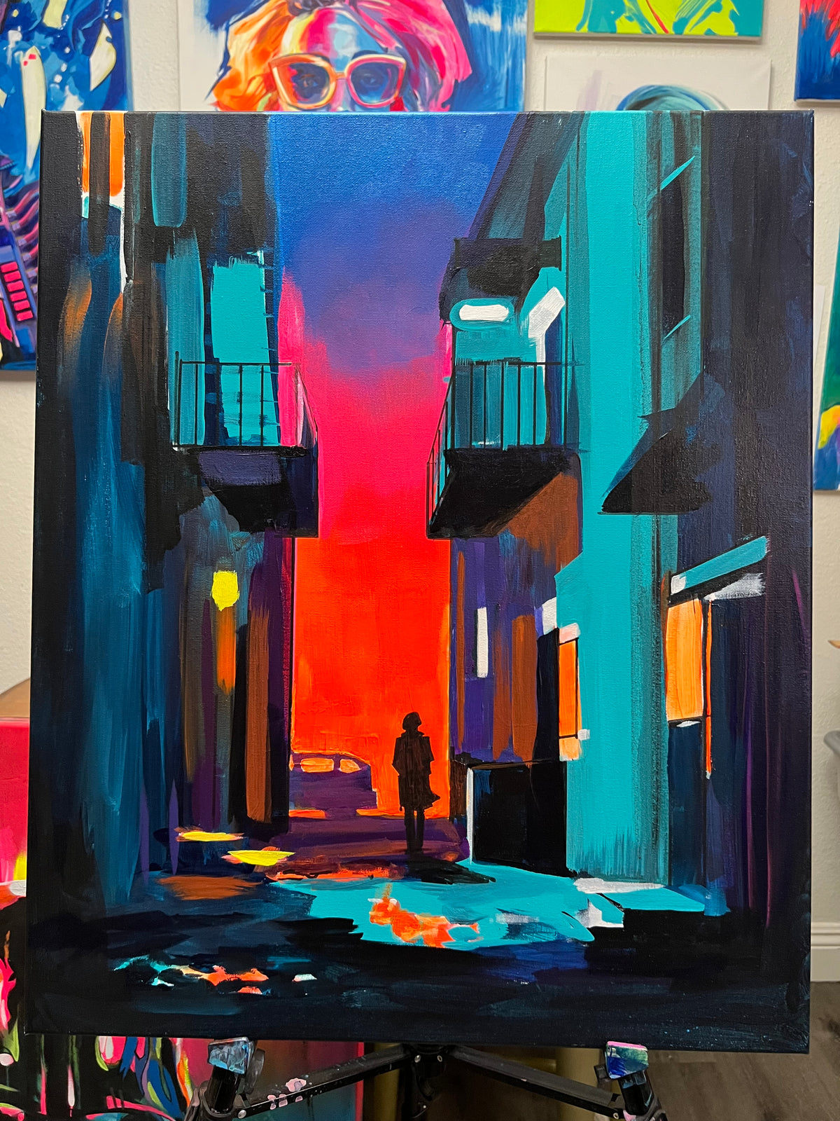 Neon Alley 1 original painting original