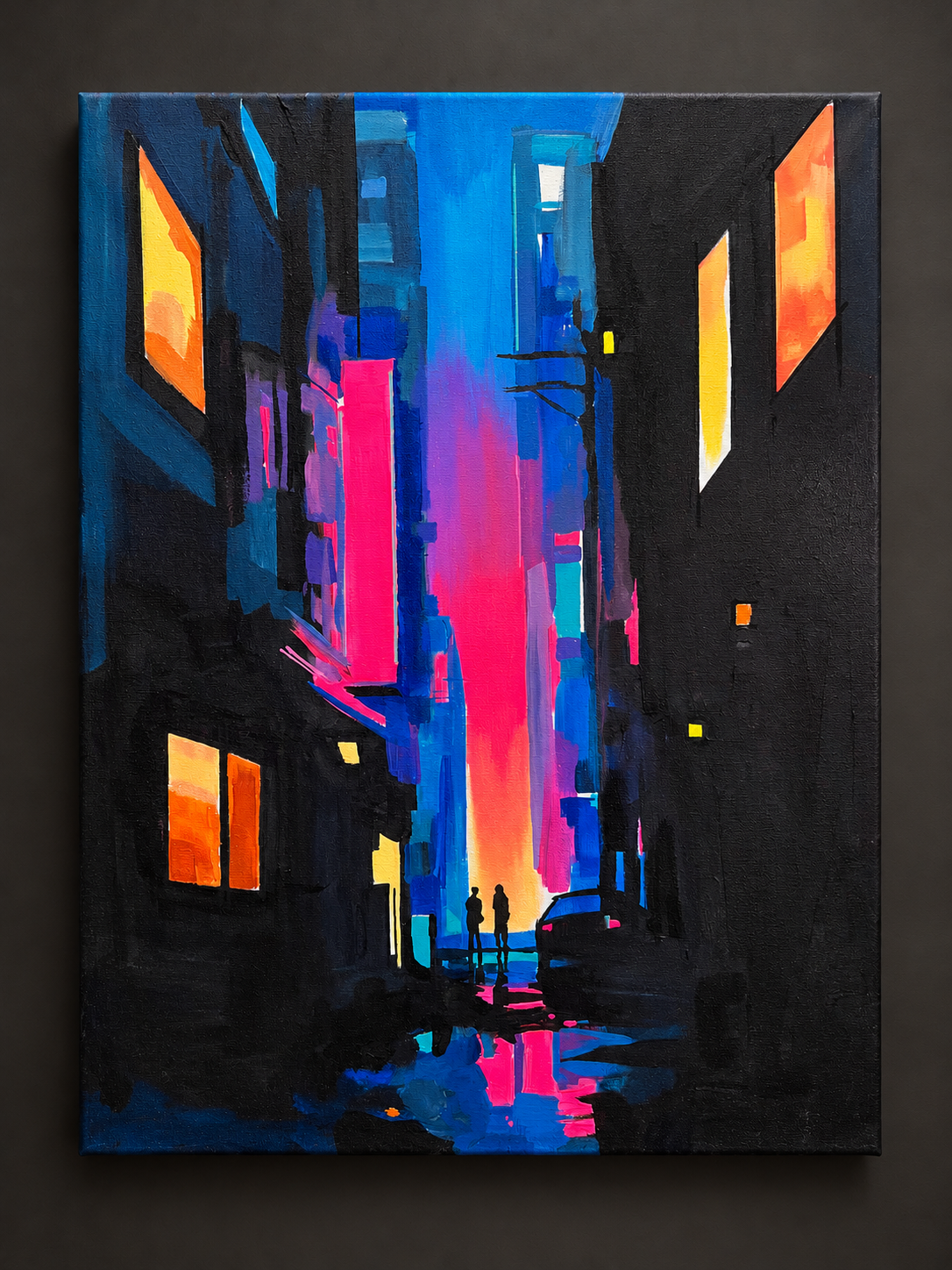 Neon Alley 2 original painting, studio-style view