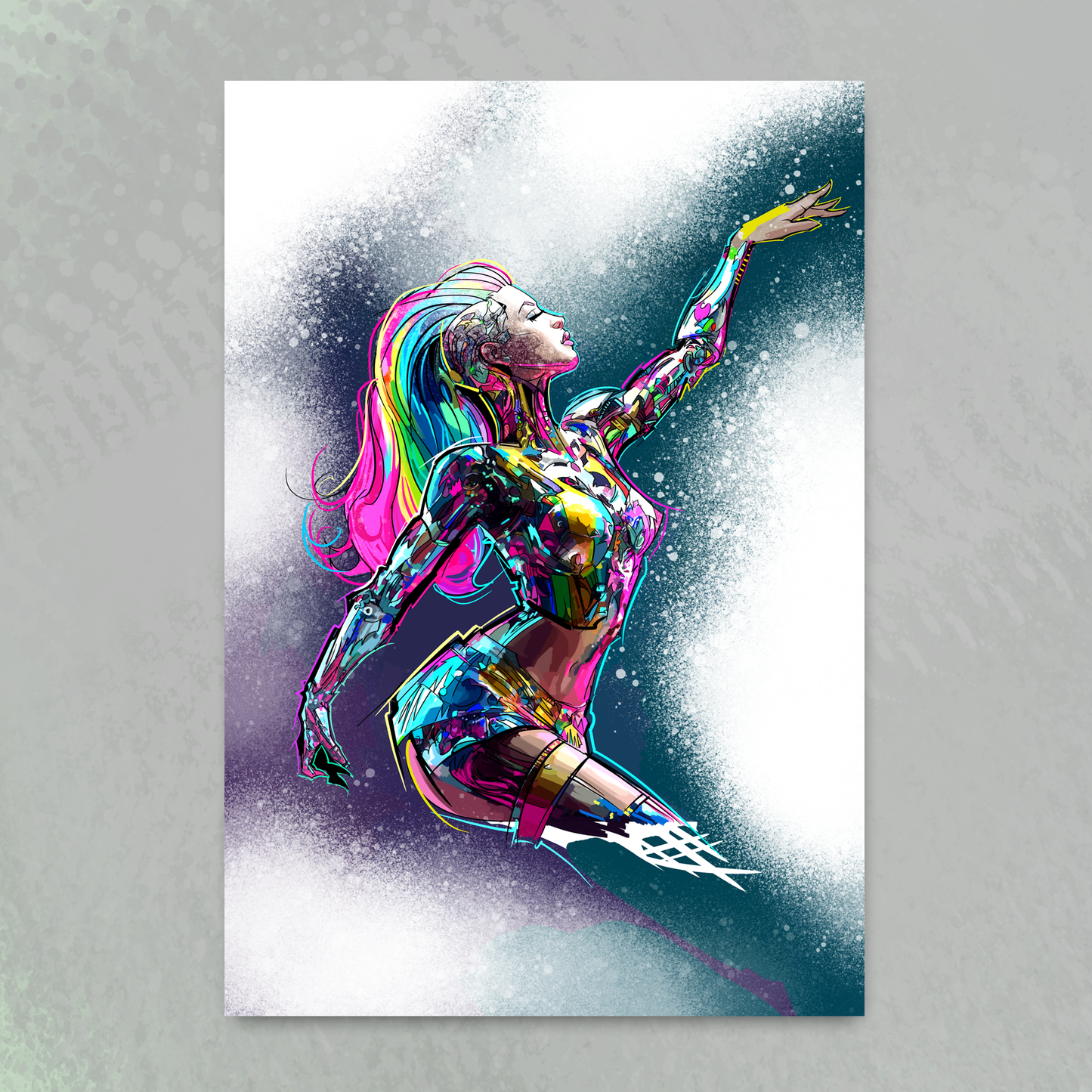 'Rainbow Party Girl' art print by Venamis Eli Hyder