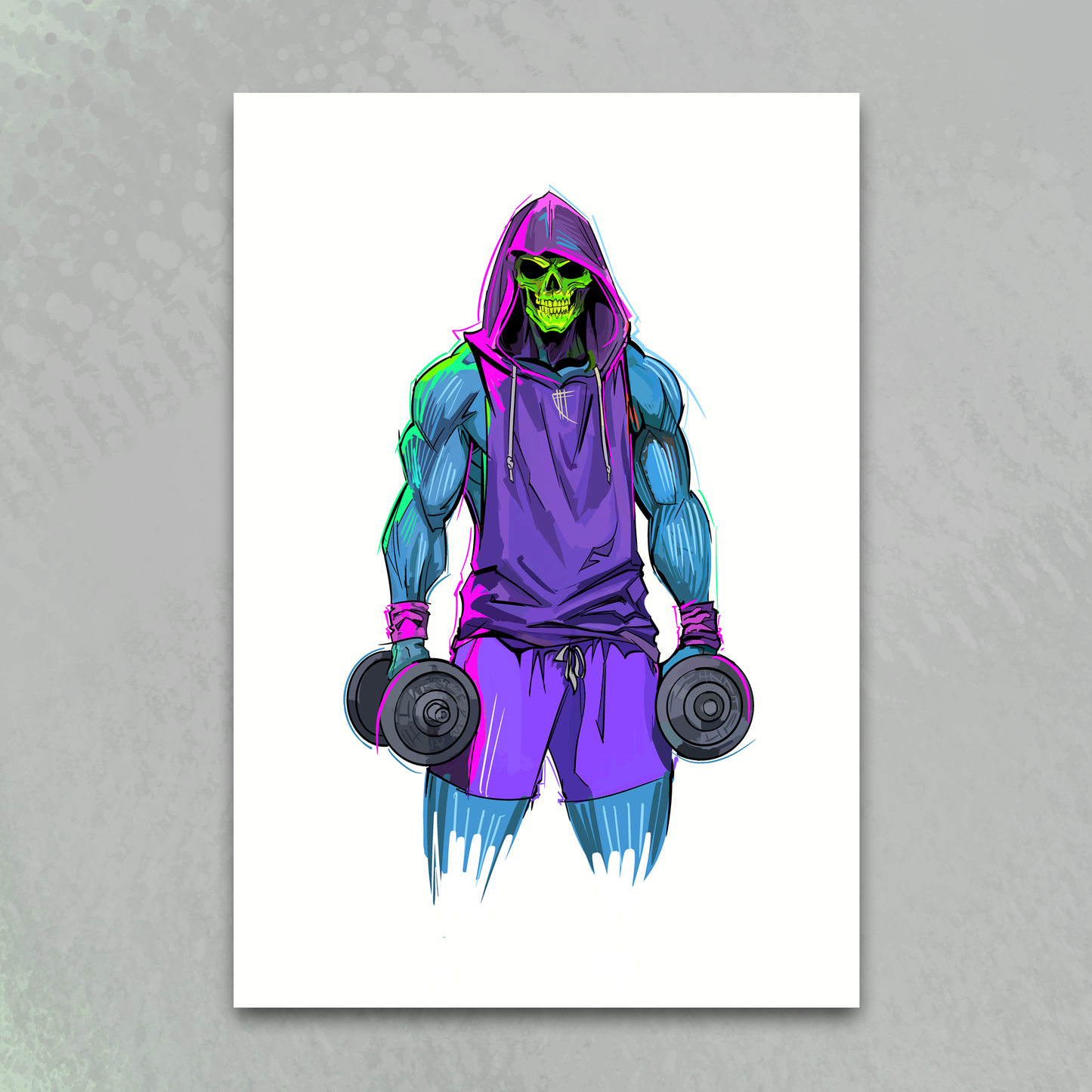 'Gym Bro Skeletor' art print by Venamis Eli Hyder